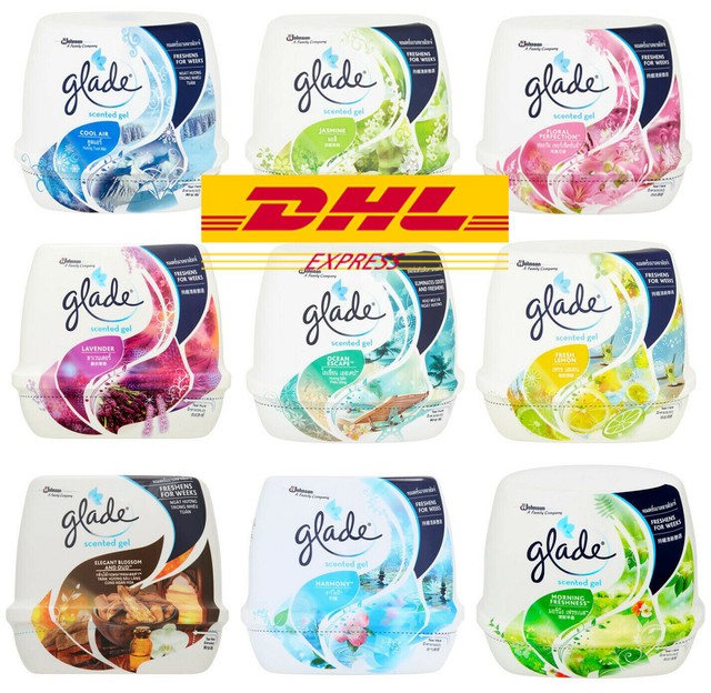 12 X Gel Air Glade Refrescante Perfumado Acondicionamiento Coche Hogar Lugar Oficina Dhl-Exp