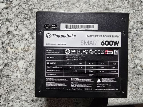 Thermaltake Smart 80 Plus Power Supply 600W - Afbeelding 2 van 3