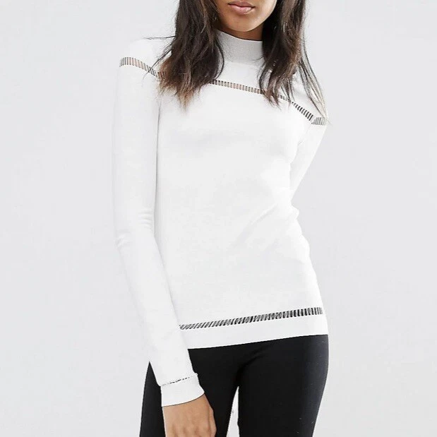 Suéter Asos One Day alto branco gola simulada com detalhe de gaiola tamanho pequeno - Imagem 2 de 4