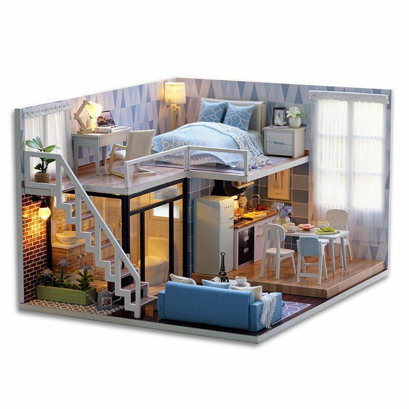 Miniature Doll House Diy Wooden Dollhouse with Furniture & Led