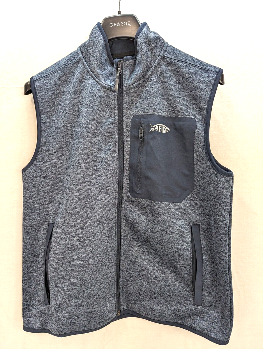 AFTCO American Fishing Tackle Mens Blue Sleeveless Full Zip