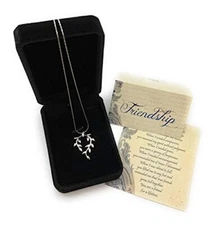 Smiling Wisdom Friendship Keepsake Card and Vine Necklace Gift Set Bestie Women
