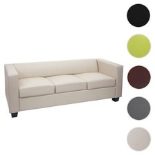 3er Sofa Couch Loungesofa Lille, Leder, Kunstleder, Mikrofaser, Textil