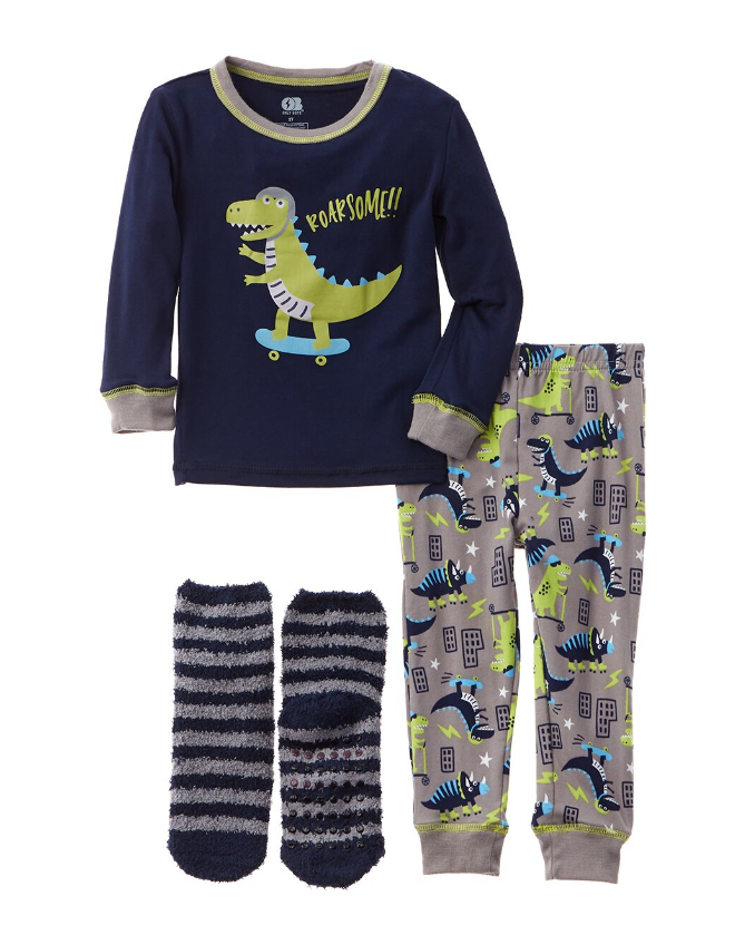 SAOLA NUOVO set pigiama micropile solo ragazzo 3 pezzi taglia 12 calze sci mostro neve