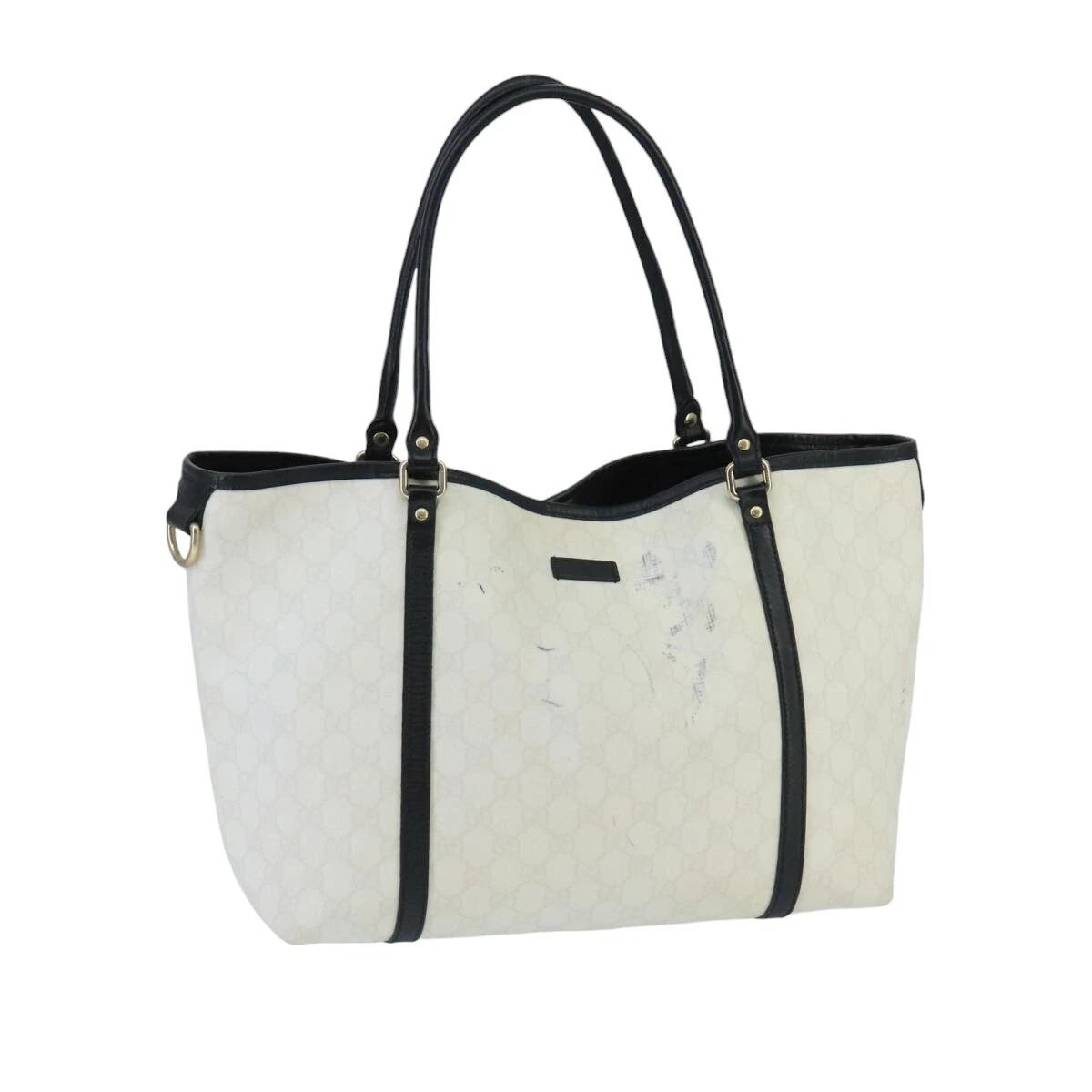 Sac fourre tout GUCCI GG Supreme PVC or blanc 197953 authentique 95798
