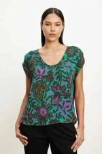 VELVET By Graham & Spencer Jolie Viscose Printed Top Multi S $169 F1