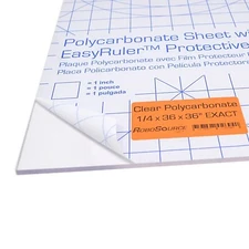 Polycarbonate Plastic Sheet 36" X 36" X 0.236" (1/4") Exact with EasyRuler Film