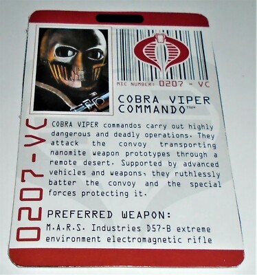 G I JOE File I.D. Card Filecard 2009 Cobra Viper Commando V23 | eBay