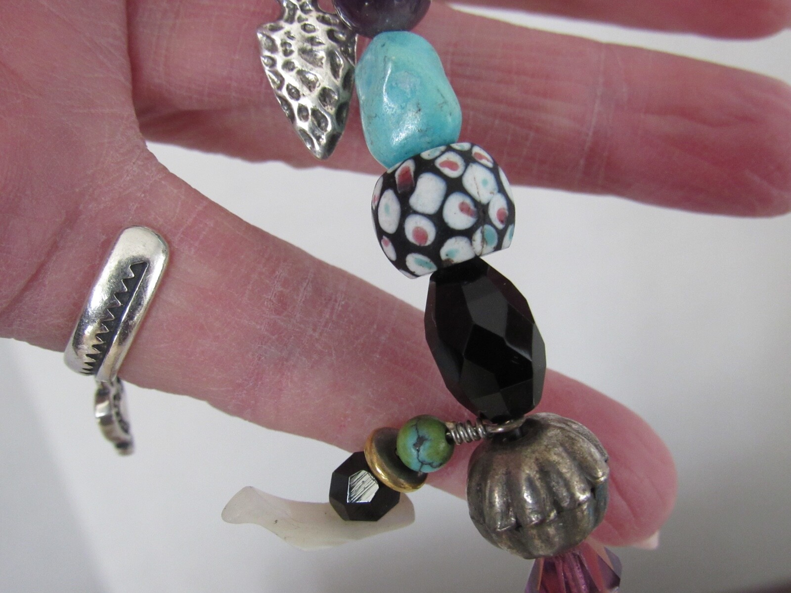 Handcrafted Multi Bead Bracelet Southwestern Butt… - image 5