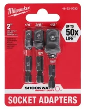 Milwaukee 48-32-5033, SHOCKWAVE 1/4” Impact Hex Shank Socket Adapter Set, (3-pc)