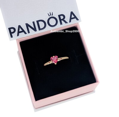 NEW 100% Authentic PANDORA 14k Gold P Red Heart Explosion of Love Ring 166574C01