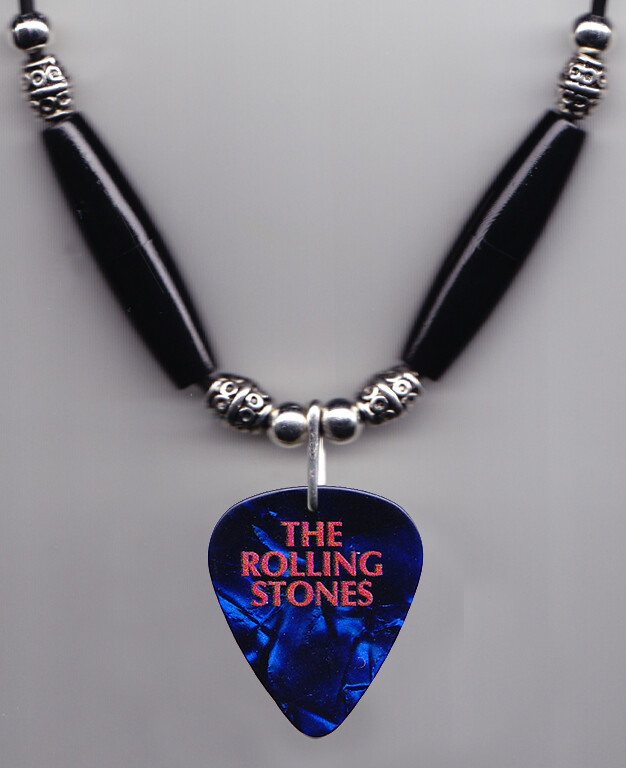 Rolling Stones Keith Richards Blue Guitar Pick Necklace 2018 No