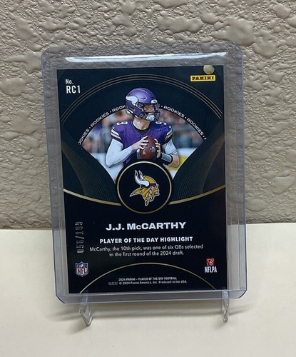 J.J. McCarthy 2024 Panini NFL Player Of The Day Orange /199 Rookie Card #RC1 - Picture 2 of 2