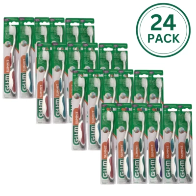 24-PACK Sunstar GUM Summit Toothbrush 509, Compact Sensitive Bristle Texture