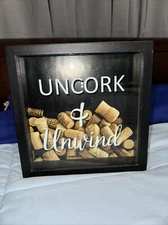 Wine Cork Holder , Wood With Glass Front