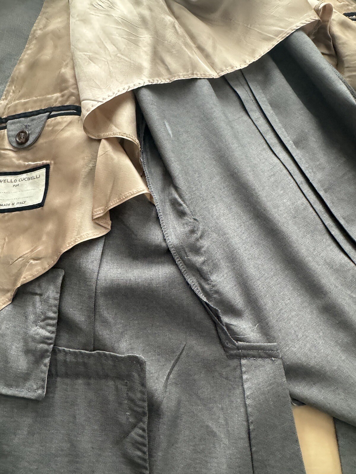 Brunello Cucinelli Solid Woven Light Gray Peak La… - image 16