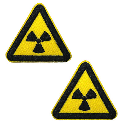 2 x Strahlung Radioaktive Gefahr - Stickflicken zum Aufbügeln (5 cm)
