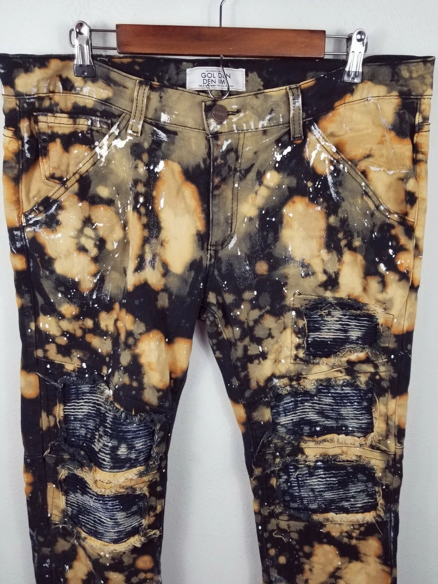 Golden Los Angeles Jeans Tie Dye Black Distressed Jeans Men s 36