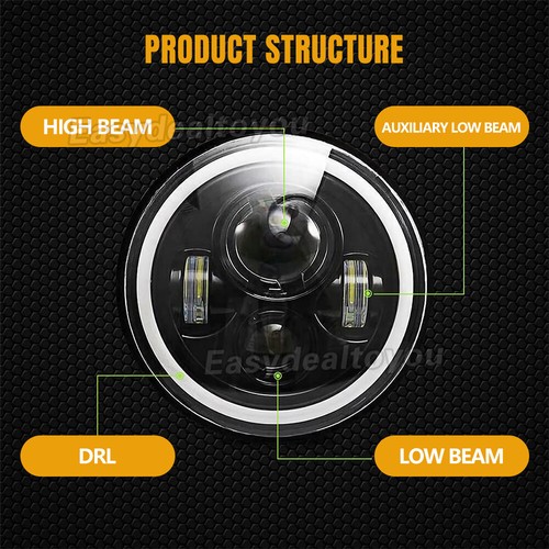Pair 7inch LED Headlights Projector Hi/Lo Beam DRL Light For Jeep Wrangler JK GQ - Picture 3 of 10