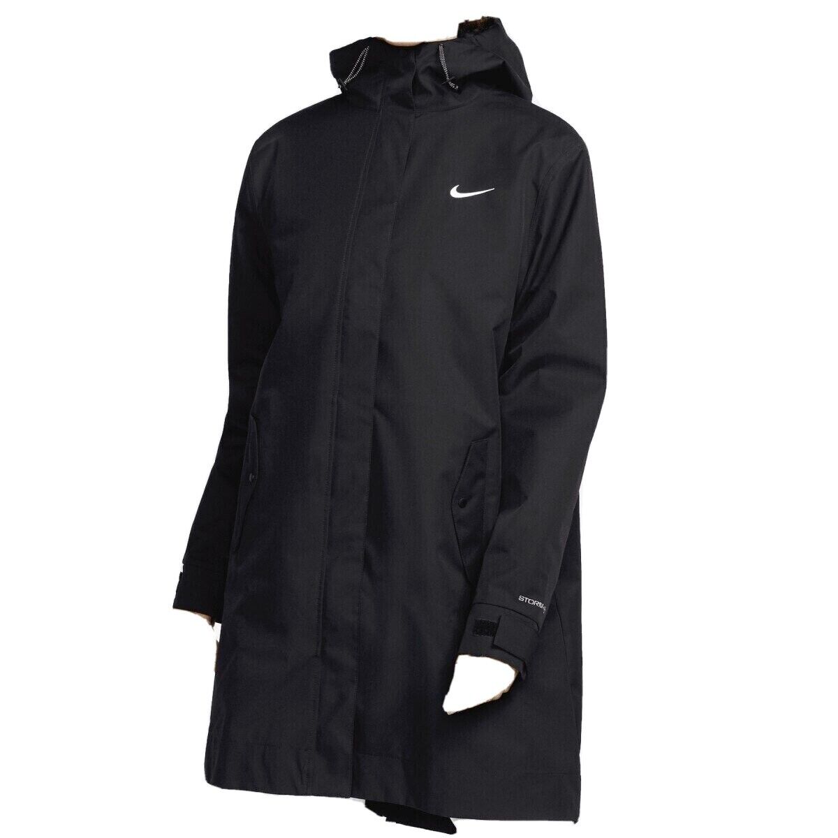 Nike Sportswear Essential Storm Fit Woven Parka Black Long Coat Rare Women  Size