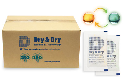 10 gram X 500 PK ''Dry & Dry'' Food Grade Orange Indicating Silica Gel Packets