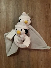 Koala Baby Gray Penguin First Christmas Lovey Blanket Plush Rattle Set NEW NWT