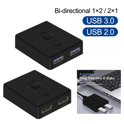 USB 3.0 AB Switch Selector KVM Switcher for 2 PC Sharing USB Devices 5Gbps