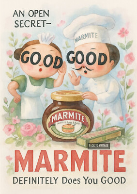 Marmite Reklame Affen Marmelade klassisch Retro Poster Zimmer Deko Wand Haus Bild A4