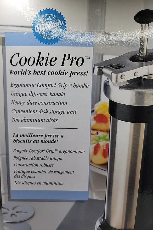 Prensa Wilton Cookie Pro - con 10 discos de decoración - agarre cómodo, bomba, almacenamiento Foto 2 de 4
