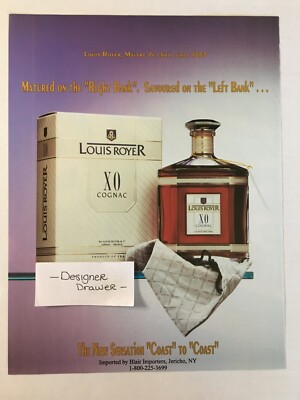 Louis Royer XO Cognac 1995 Vintage Print Ad: Right & Left Bank