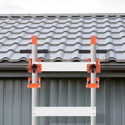 Pair Roof Ridge Ladder Hook Roof Ladder Hooks Ladder Stabilizer Holder w/Wheel