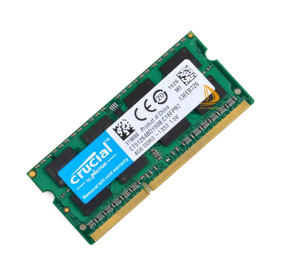 Crucial 4x 4GB 2RX8 PC3-10600S DDR3 1333Mhz CL9 Laptop Memory RAM SODIMM Test @D - Image 4 of 4