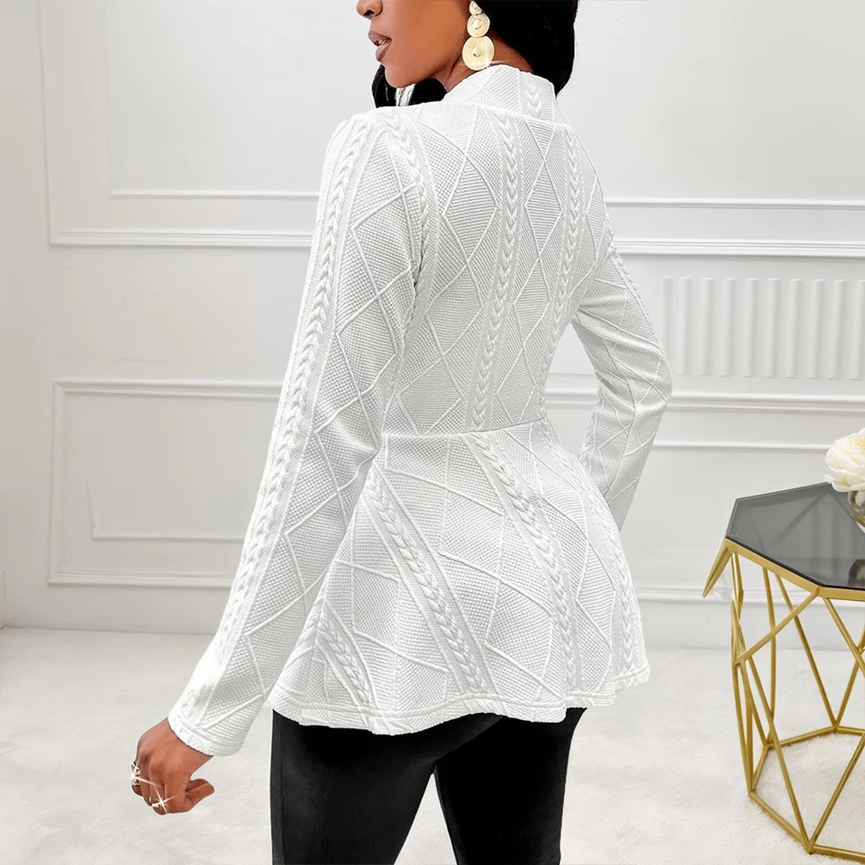 Elegant Womens Button Blouse Tops Office Work Party Long Sleeve Cardigan Shirts - Image 4 of 4