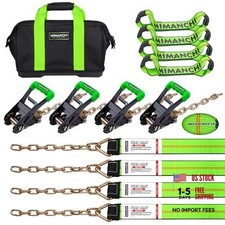 8 Point Roll Back Vehicle Tie Down Straps Kit, 2" x 16', Heavy Duty Car