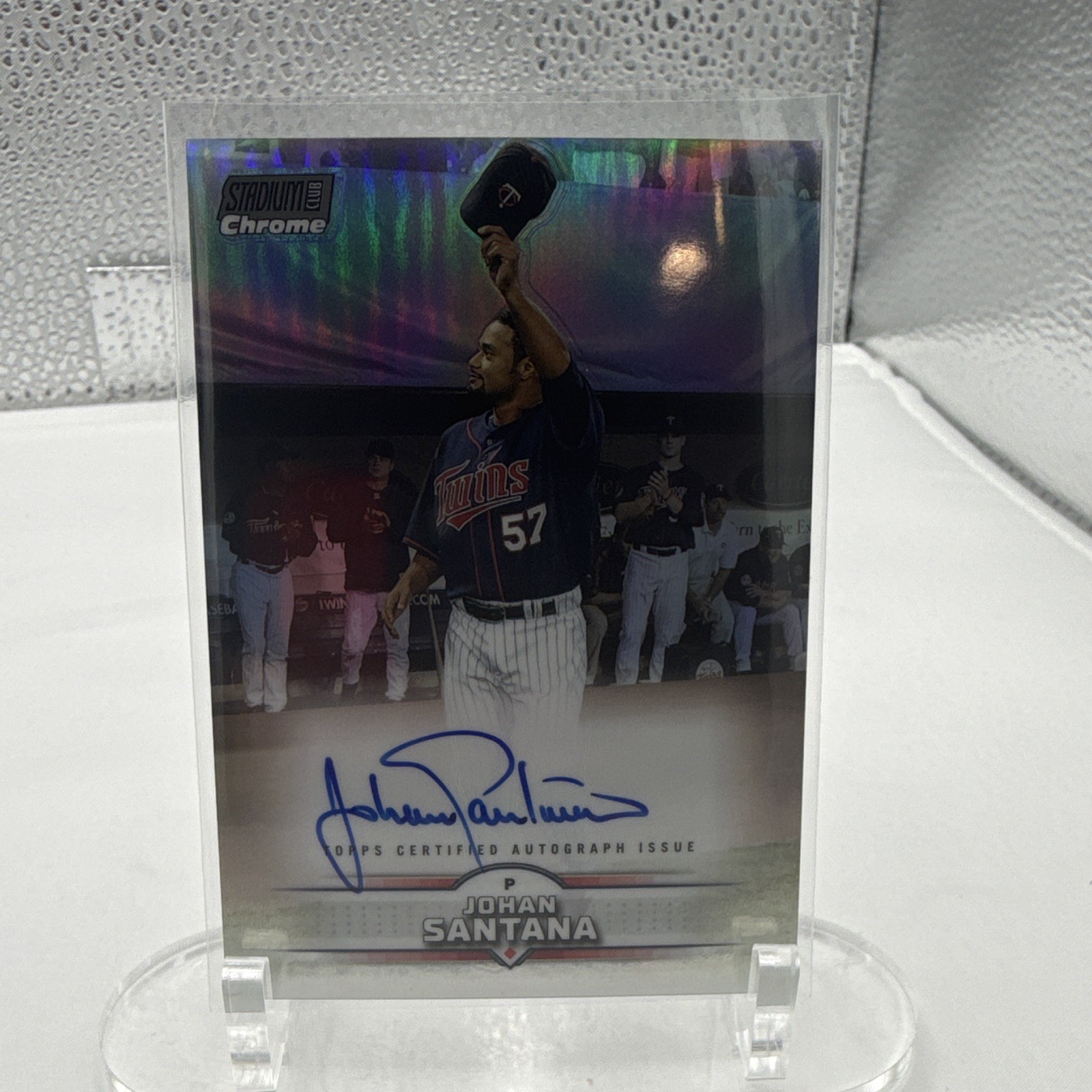 Topps Stadium Club Chrome 2015 Johan Santana Certified Auto Insert #SCCA-JSA