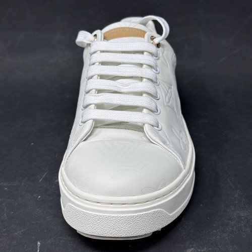 Louis Vuitton White Embossed Time Out Women's Sneakers 8.5 - 39 See Pics - Rare - Picture 15 of 23