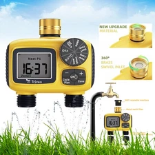 Programmable 2-Zone Irrigation Timer with Brass Swivel for Outdoor Garden