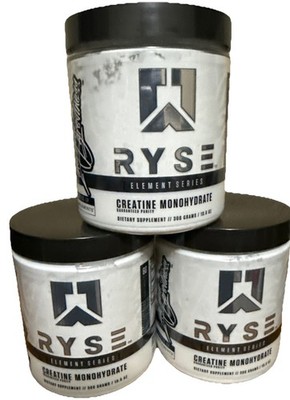 Lot Of Three (3) Ryse Pure Creatine Monohydrate Supplement 10.6 Ounce Ships Free
