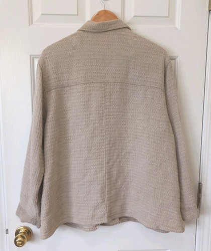 CP SHADES Women's Beige Preshrunk Linen Button Jacket Casual Minimalist M - Picture 4 of 4
