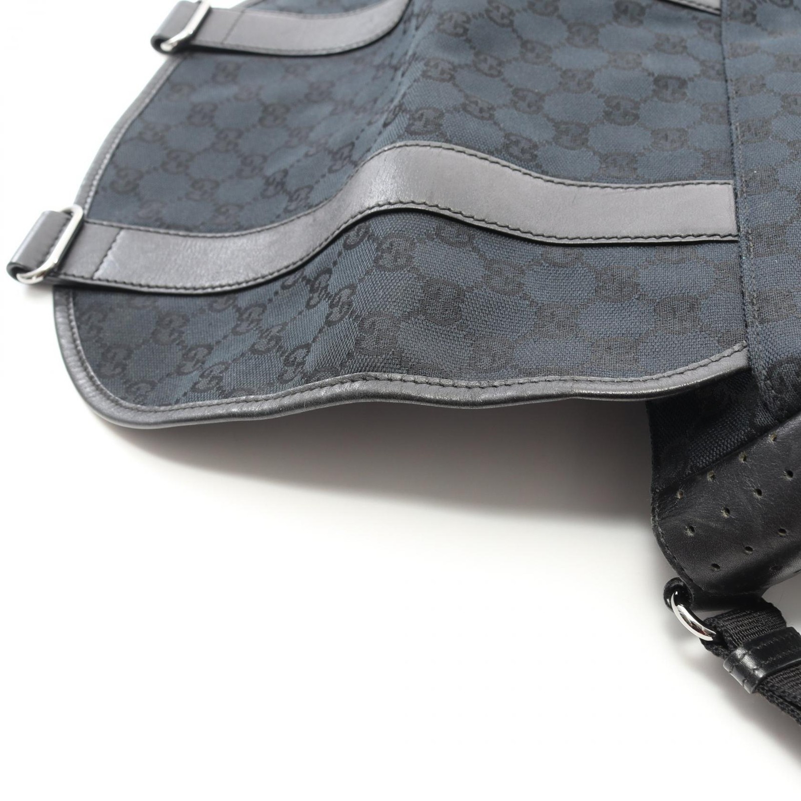 GUCCI GG Canvas Shoulder Bag Canvas Leather Women's Navy Black Japan thumbnail 16