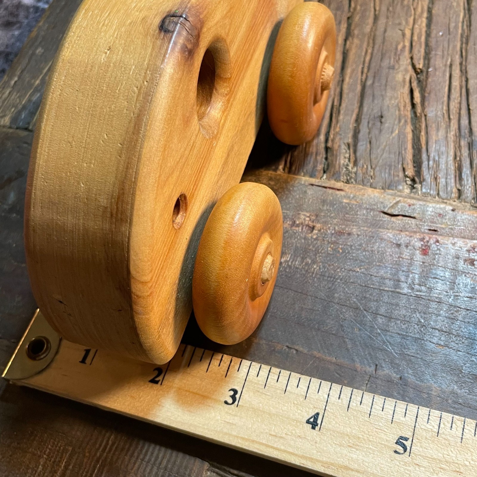 The Toy Shop Hand Crafted Wooden Cedar Grain Toy Car Handmade Smooth Wheels