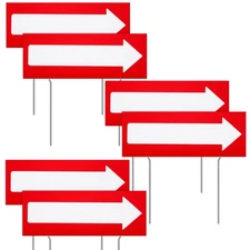6 Pcs 17 x 6 Inch Arrow Yard Sign Red Corrugated Plastic This Way Decor Doubl...
