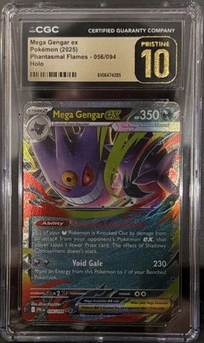 Pokémon Mega Gengar ex CGC 10 056/094 Me02 Phantasmal Flames Double Rare Holo