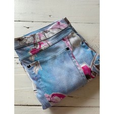 HUE Womens Floral Denim Leggings Blue Pink Ma...