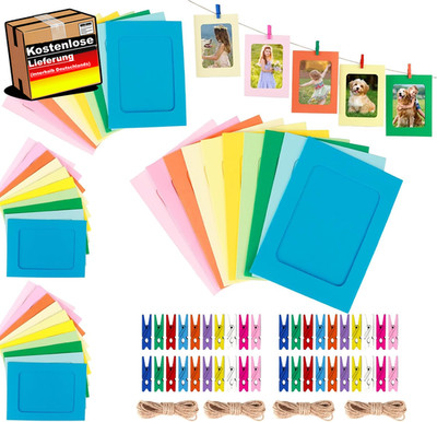 40 Stück bunter Papier Bilderrahmen Set für Wanddekoration, Fotos, DIY
