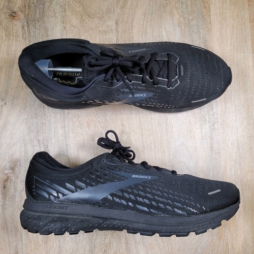 Size 15 - Brooks Ghost 13 4E Wide All Black Running Shoes Athletic Lock Laces - Picture 2 of 12