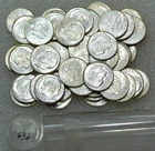 1963 D Roosevelt Silver Dime Original Gem BU roll 50 coins Frosty White #H246B