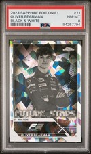 2023 TOPPS CHROME FORMULA 1 SAPPHIRE BLACK/WHITE OLIVER BEARMAN 2/15 PSA 8