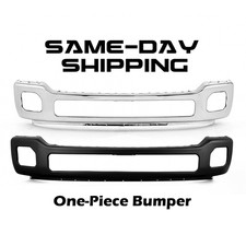 Chrome Black Front Bumper For 2011-2016 F250 F-350 Super Duty W Fog Light Holes