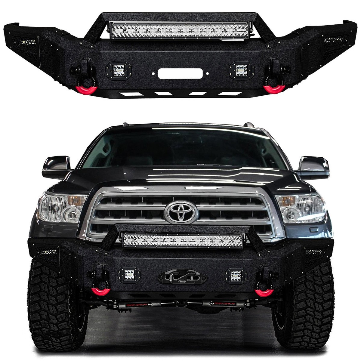 Vijay For 2008-2013 Sequoia Front Bumper w/Winch Plate & LED